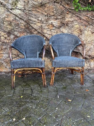 Conjunto 3 sillas mimbre ratán