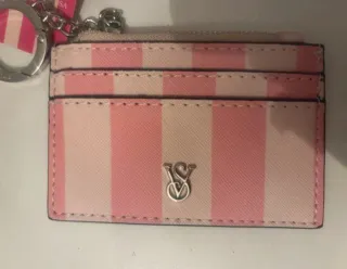 Tarjetero monedero Victoria Secret Rosa Rayas.