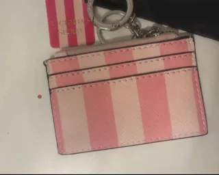 Tarjetero monedero Victoria Secret Rosa Rayas.