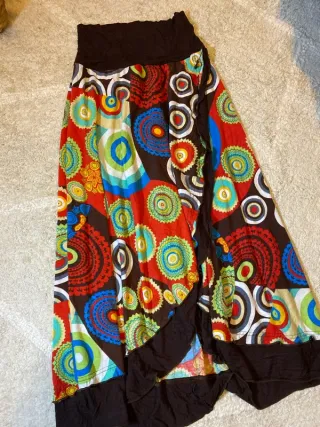 Falda larga estampada multicolor