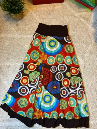 Falda larga estampada multicolor