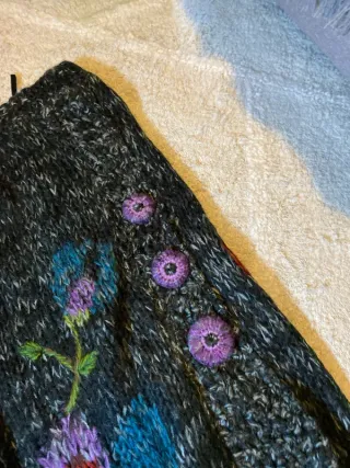 Falda larga lana grey black wool retro vintage