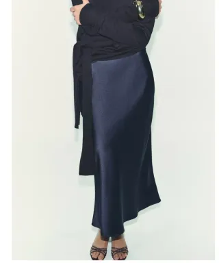Falda midi satinada Zara Talla L