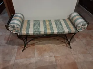 Banqueta pie de cama forja y tela No se envia, rec