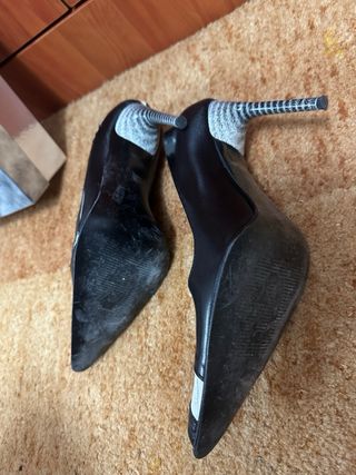 Décolleté punta tacco spillo nero/bianco