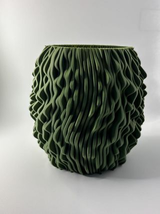 Modern Organic Rippled Vase 3D Printed Green