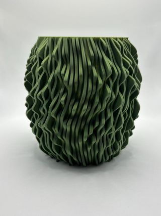 Modern Organic Rippled Vase 3D Printed Green