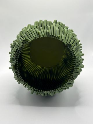 Modern Organic Rippled Vase 3D Printed Green