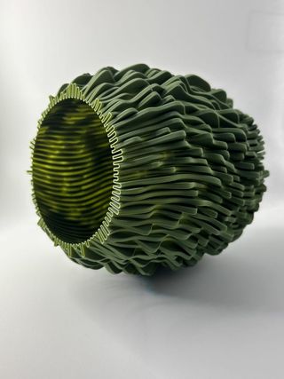 Modern Organic Rippled Vase 3D Printed Green