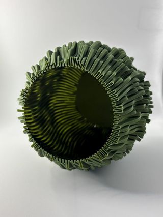 Modern Organic Rippled Vase 3D Printed Green