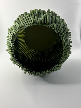 Modern Organic Rippled Vase 3D Printed Green