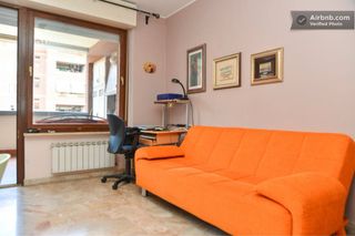 Divano letto reclinabile tessuto arancione