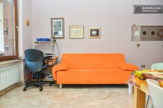 Divano letto reclinabile tessuto arancione