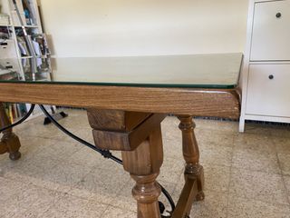 Mesa Comedor Madera y Cristal 180cm y 6 sillas