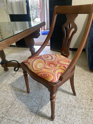 Mesa Comedor Madera y Cristal 180cm y 6 sillas