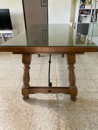 Mesa Comedor Madera y Cristal 180cm y 6 sillas