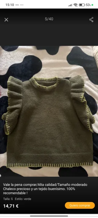 Chaleco verde con volantes