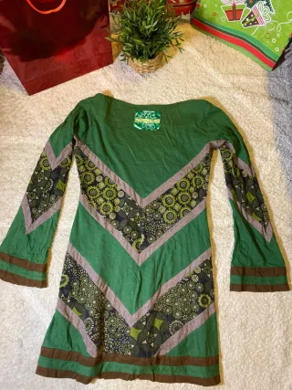 Vestido verde retro con estampado