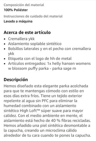 Plumífero Helly Hansen Mujer Talla M color salvia