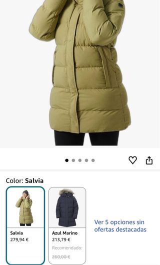 Plumífero Helly Hansen Mujer Talla M color salvia