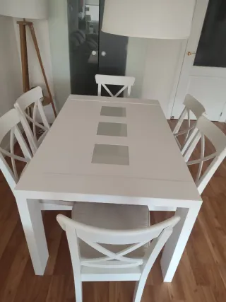 Mesa Comedor Blanca Cristal 6-10 Personas