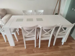 Mesa Comedor Blanca Cristal 6-10 Personas