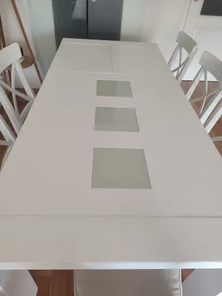 Mesa Comedor Blanca Cristal 6-10 Personas