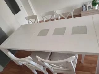 Mesa Comedor Blanca Cristal 6-10 Personas