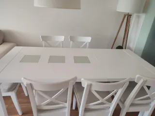 Mesa Comedor Blanca Cristal 6-10 Personas