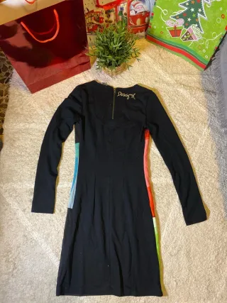 Vestido Desigual Negro Multicolor