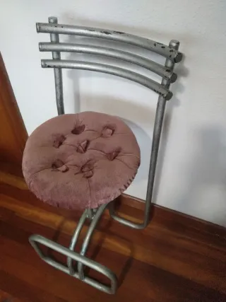 Sgabello Vintage Rosa e Argento