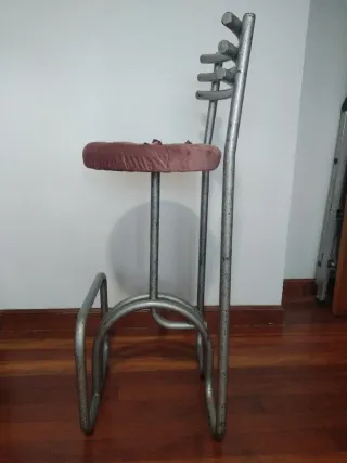 Sgabello Vintage Rosa e Argento