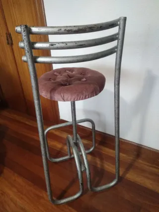 Sgabello Vintage Rosa e Argento