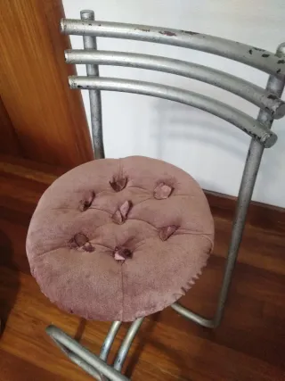 Sgabello Vintage Rosa e Argento