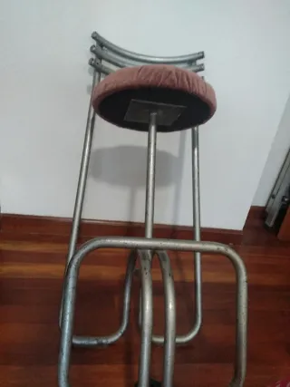 Sgabello Vintage Rosa e Argento