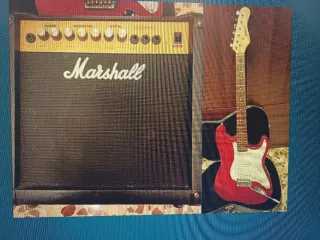 Amplificador Marshall y Guitarra Roja