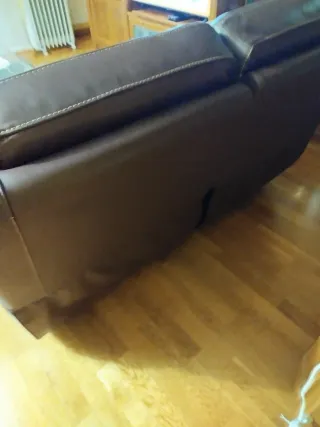 Sofá 3 y 2 plazas cuero marrón