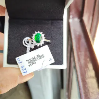 Sortija plata circonitas verde