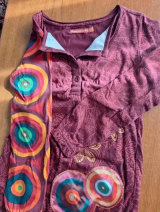 Abito rosso bordeaux Desigual con bottoni - Nuovo