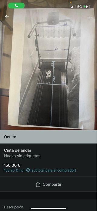 Cinta de correr Gymform - 1 día de uso