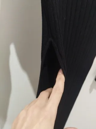 Vestido largo negro canalé