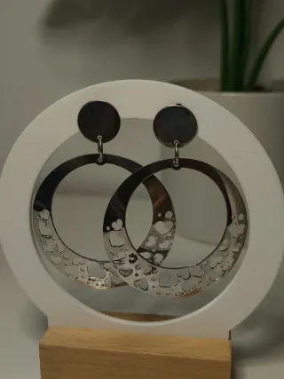 Pendientes Aro Lotus Corazones Plata de ley