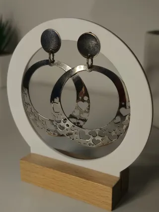 Pendientes Aro Lotus Corazones Plata de ley