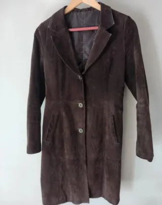 Abrigo piel marrón cuello pelo