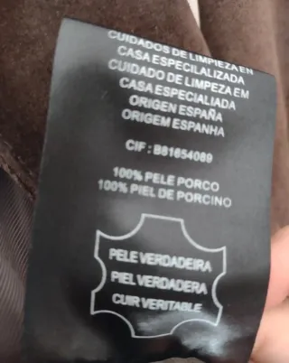 Abrigo piel marrón cuello pelo