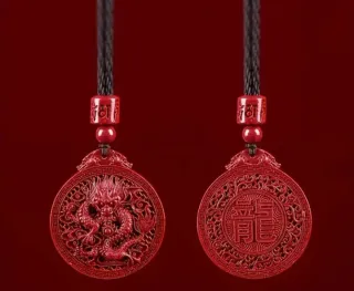 Collana Pendente Drago Cinese Corallo Rosso