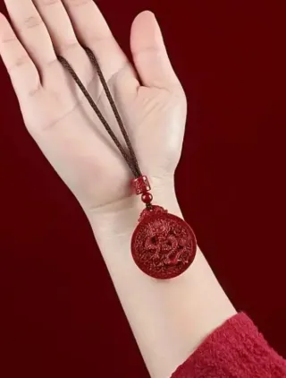 Collana Pendente Drago Cinese Corallo Rosso
