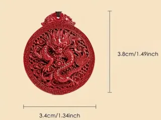 Collana Pendente Drago Cinese Corallo Rosso