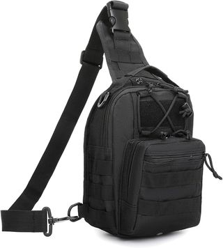 Mochila bandolera táctica militar negra