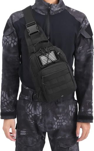 Mochila bandolera táctica militar negra